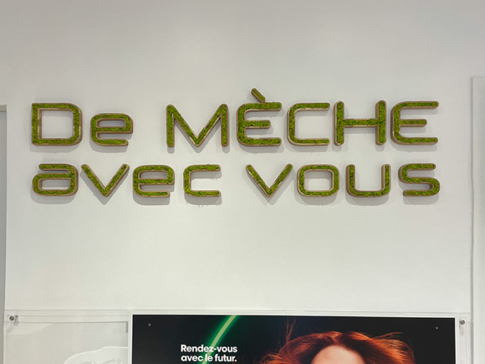 Pose d'enseigne végétale salon de coiffure nantes